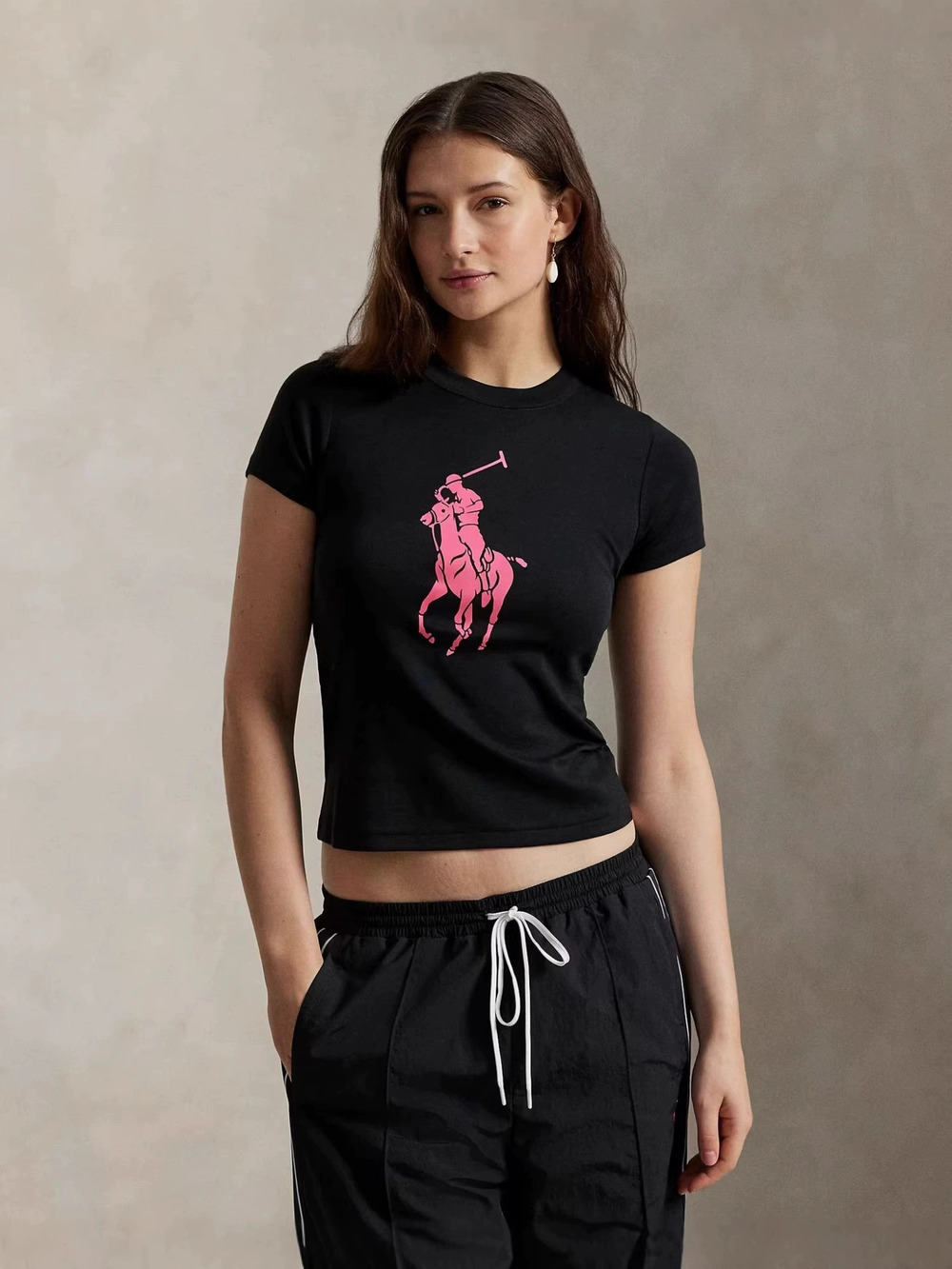 ZARA Summer Fashion Casual Pony Print Round Neck Short Sleeve Tee